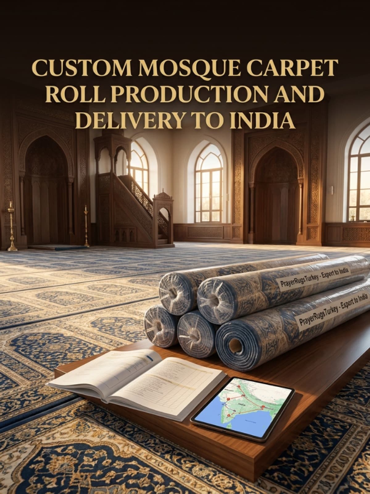 Custom Mosque Carpet Roll Production and Delivery to India
